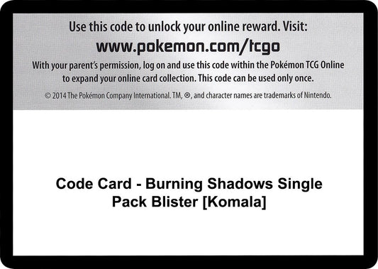 Image for Code Card - Burning Shadows Single Pack Blister [Komala] (SM - Burning Shadows) - Pokemon