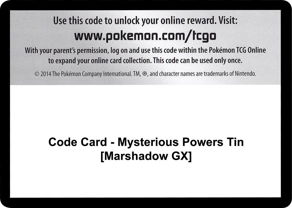 Image for Code Card - Mysterious Powers Tin [Marshadow GX] (SM - Burning Shadows) - Pokemon