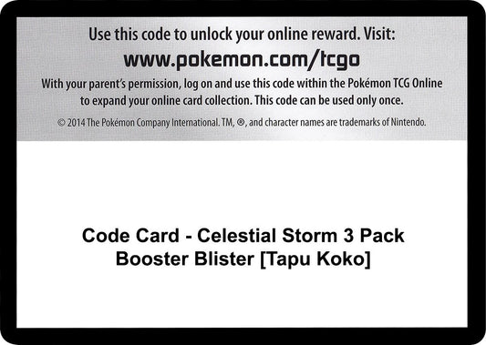 Image for Code Card - Celestial Storm 3 Pack Booster Blister [Tapu Koko] (SM - Celestial Storm) - Pokemon