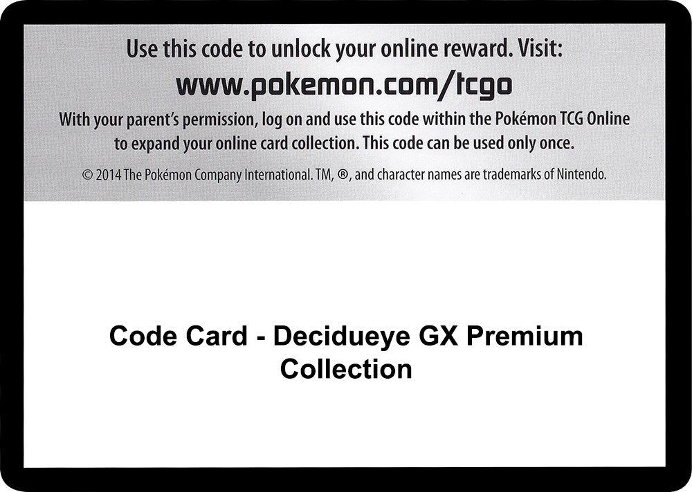 Image for Code Card - Decidueye GX Premium Collection (SM - Guardians Rising) - Pokemon