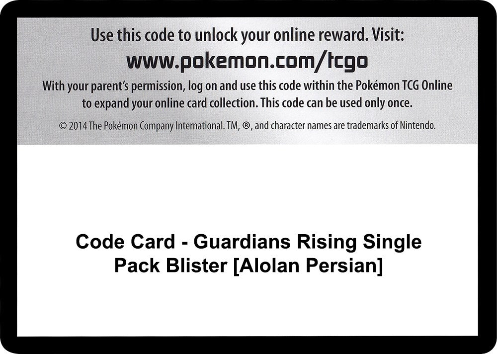 Image for Code Card - Guardians Rising Single Pack Blister [Alolan Persian] (SM - Guardians Rising) - Pokemon