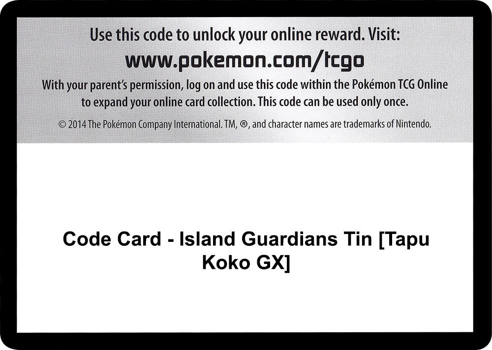 Image for Code Card - Island Guardians Tin [Tapu Koko GX] (SM - Guardians Rising) - Pokemon