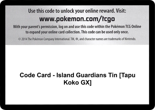 Image for Code Card - Island Guardians Tin [Tapu Koko GX] (SM - Guardians Rising) - Pokemon