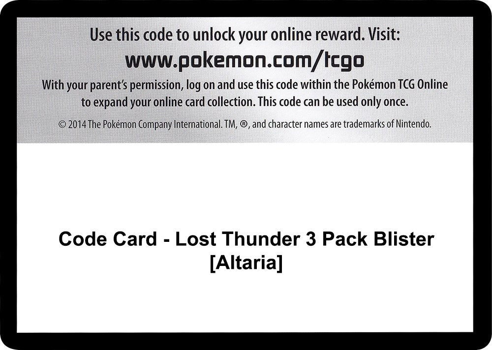 Image for Code Card - Lost Thunder 3 Pack Blister [Altaria] (SM - Lost Thunder) - Pokemon