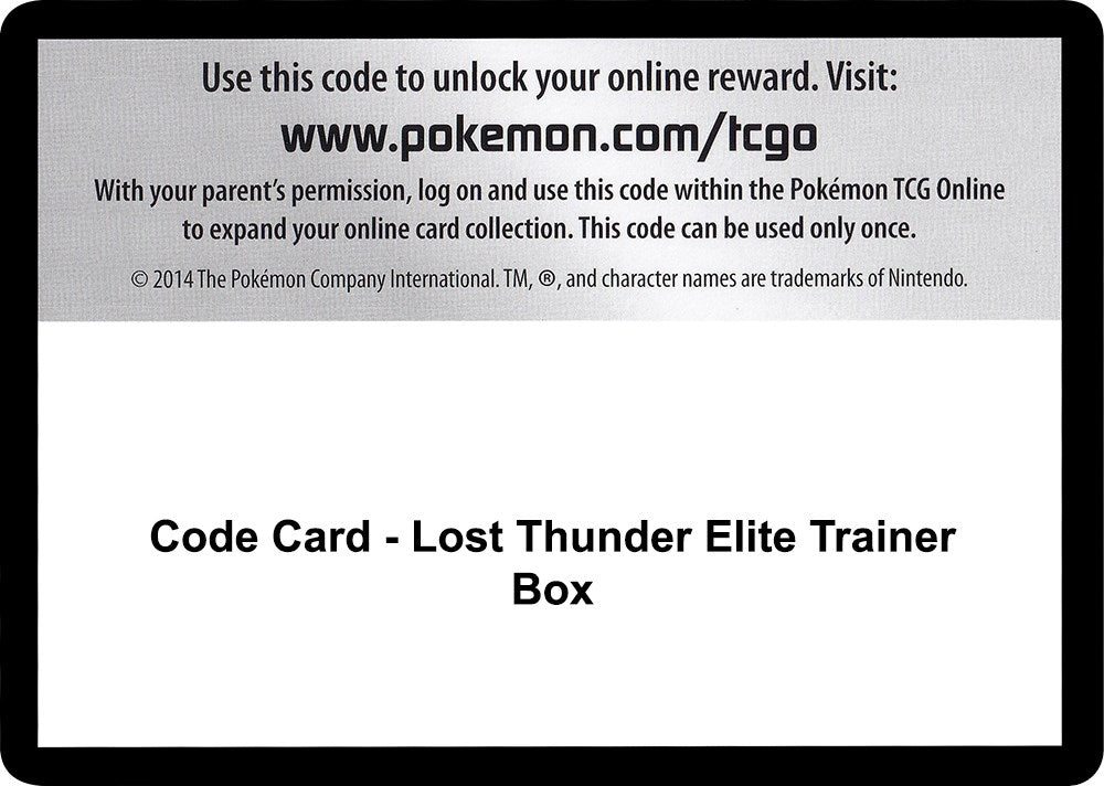 Image for Code Card - Lost Thunder Elite Trainer Box (SM - Lost Thunder) - Pokemon