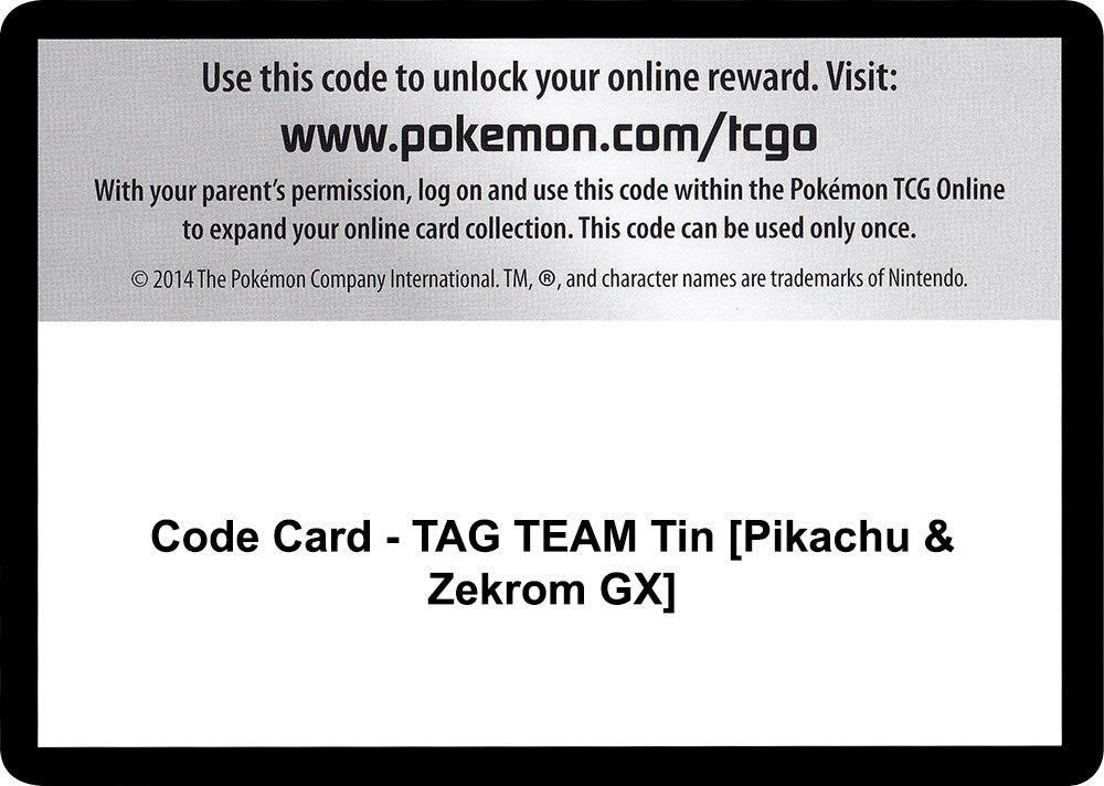 Image for Code Card - TAG TEAM Tin [Pikachu & Zekrom GX] (SM - Team Up) - Pokemon