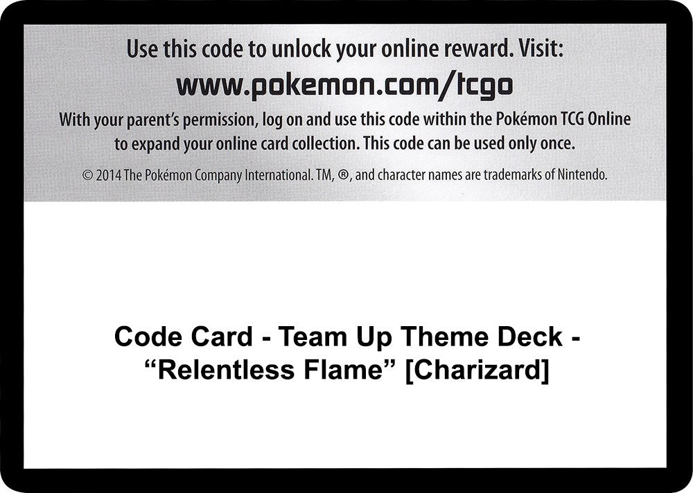Image for Code Card - Team Up Theme Deck - "Relentless Flame" [Charizard] (SM - Team Up) - Pokemon