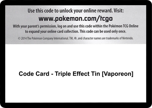Image for Code Card - Triple Effect Tin [Vaporeon] (SM - Guardians Rising) - Pokemon