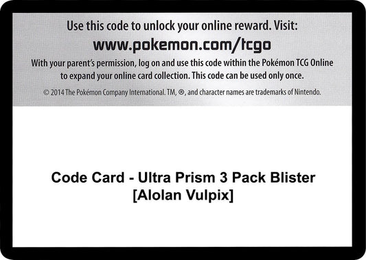 Image for Code Card - Ultra Prism 3 Pack Blister [Alolan Vulpix] (SM - Ultra Prism) - Pokemon