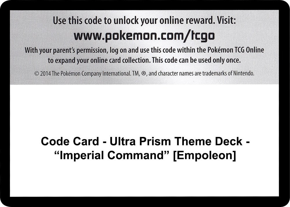 Image for Code Card - Ultra Prism Theme Deck - "Imperial Command" [Empoleon] (SM - Ultra Prism) - Pokemon