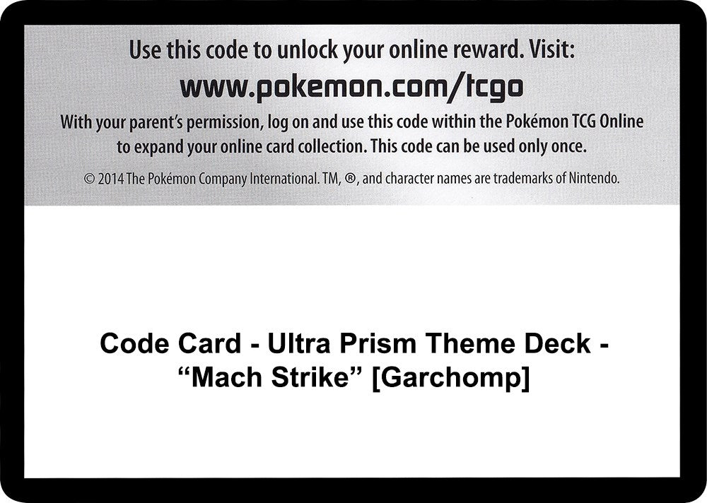 Image for Code Card - Ultra Prism Theme Deck - "Mach Strike" [Garchomp] (SM - Ultra Prism) - Pokemon