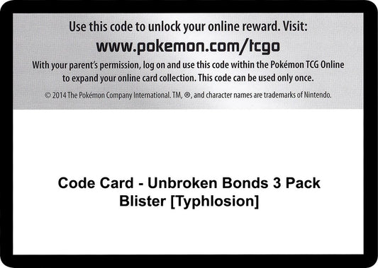 Image for Code Card - Unbroken Bonds 3 Pack Blister [Typhlosion] (SM - Unbroken Bonds) - Pokemon