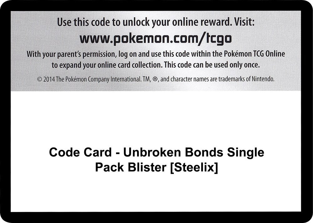 Image for Code Card - Unbroken Bonds Single Pack Blister [Steelix] (SM - Unbroken Bonds) - Pokemon