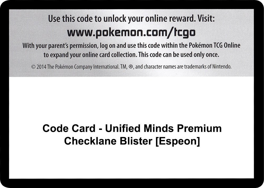 Image for Code Card - Unified Minds Premium Checklane Blister [Espeon] (SM - Unified Minds) - Pokemon