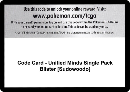 Image for Code Card - Unified Minds Single Pack Blister [Sudowoodo] (SM - Unified Minds) - Pokemon