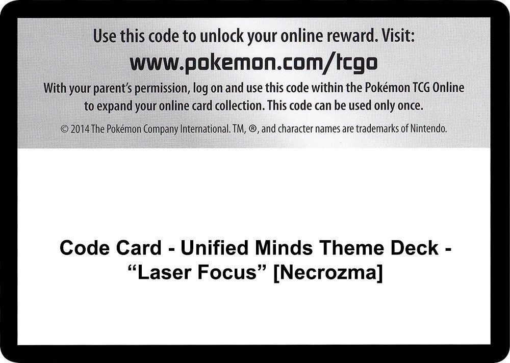 Image for Code Card - Unified Minds Theme Deck - "Laser Focus" [Necrozma] (SM - Unified Minds) - Pokemon