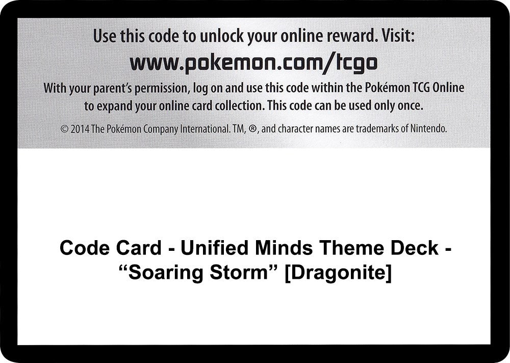 Image for Code Card - Unified Minds Theme Deck - "Soaring Storm" [Dragonite] (SM - Unified Minds) - Pokemon
