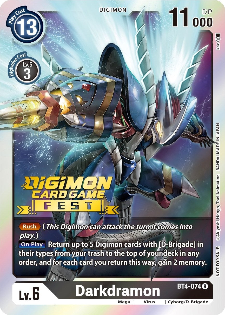 Image for Darkdramon (Digimon Card Game Fest 2022) (BT4-074 R) (Great Legend) - Digimon Card Game