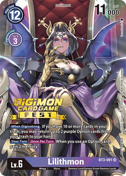 Image for Lilithmon (Digimon Card Game Fest 2022) (BT3-091 SR) (Release Special Booster 1.0) - Digimon Card Game