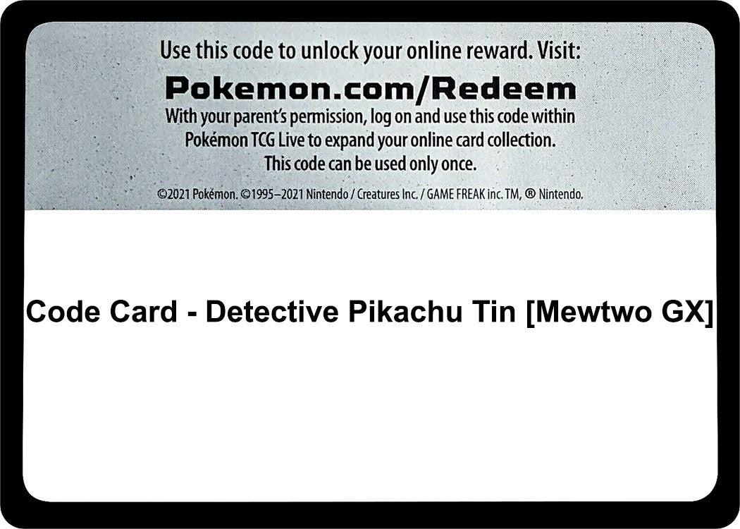Image for Code Card - Detective Pikachu Tin [Mewtwo GX] (Detective Pikachu) - Pokemon