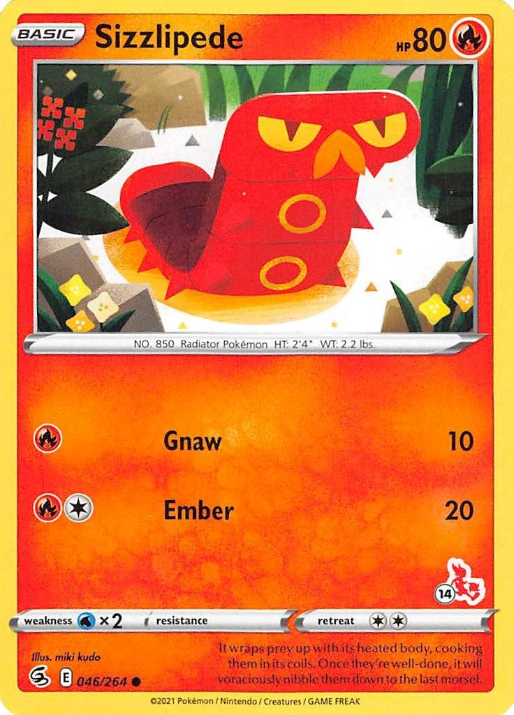 Image for Sizzlipede - 046/264 (#14 Cinderace Stamped) (046/264) (Battle Academy 2022) - Pokemon