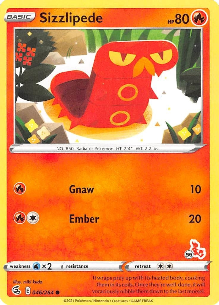 Image for Sizzlipede - 046/264 (#56 Cinderace Stamped) (046/264) (Battle Academy 2022) - Pokemon
