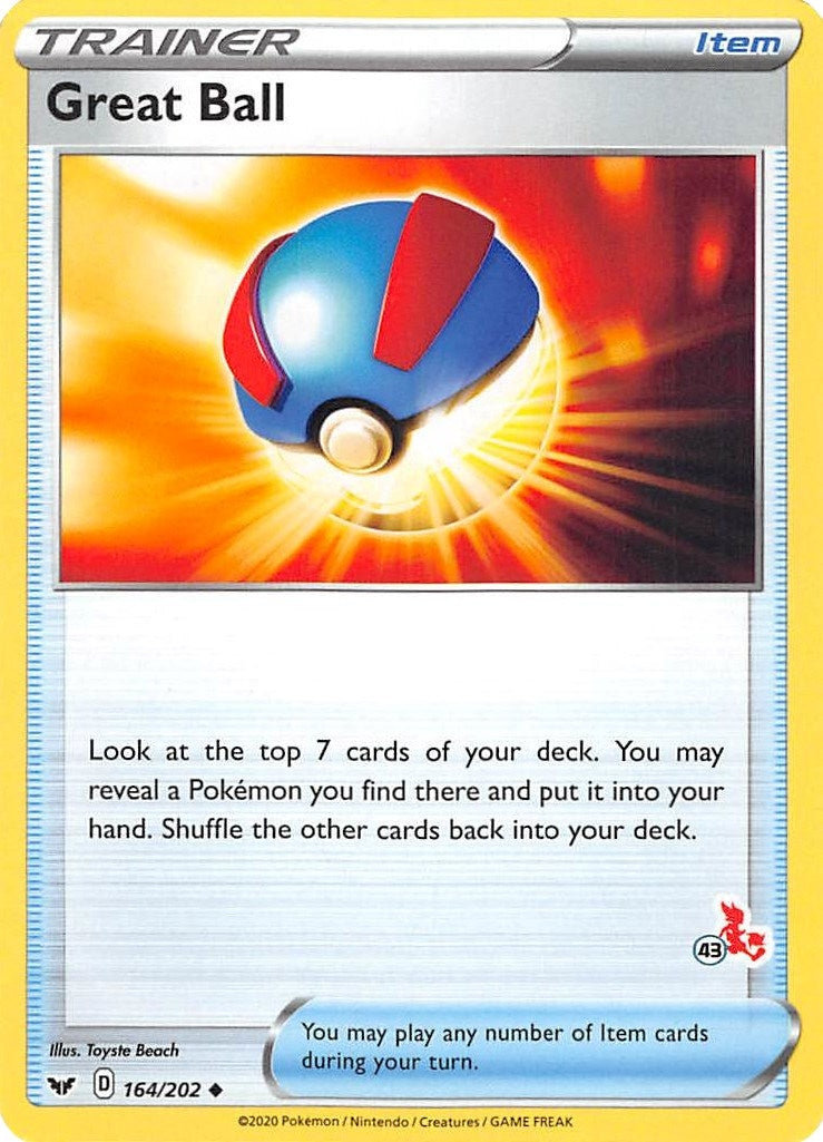 Image for Great Ball - 164/202 (#43 Cinderace Stamped) (164/202) (Battle Academy 2022) - Pokemon