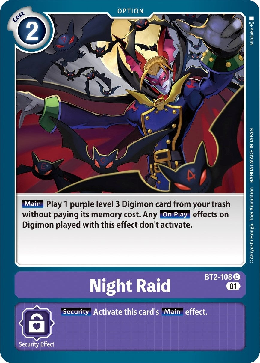 Image for Night Raid (Parallel Rare) (BT2-108 C) (Starter Deck 10: Parallel World Tactician) - Digimon Card Game