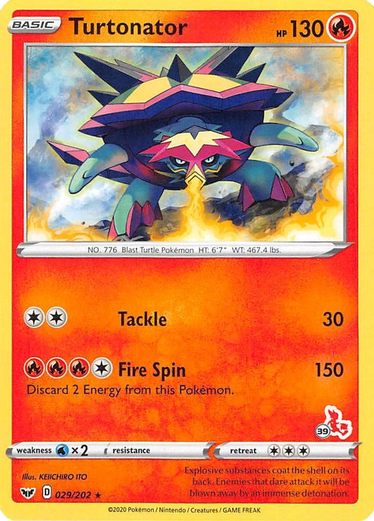 Image for Turtonator - 029/202 (#39 Cinderace Stamped) (029/202) (Battle Academy 2022) - Pokemon