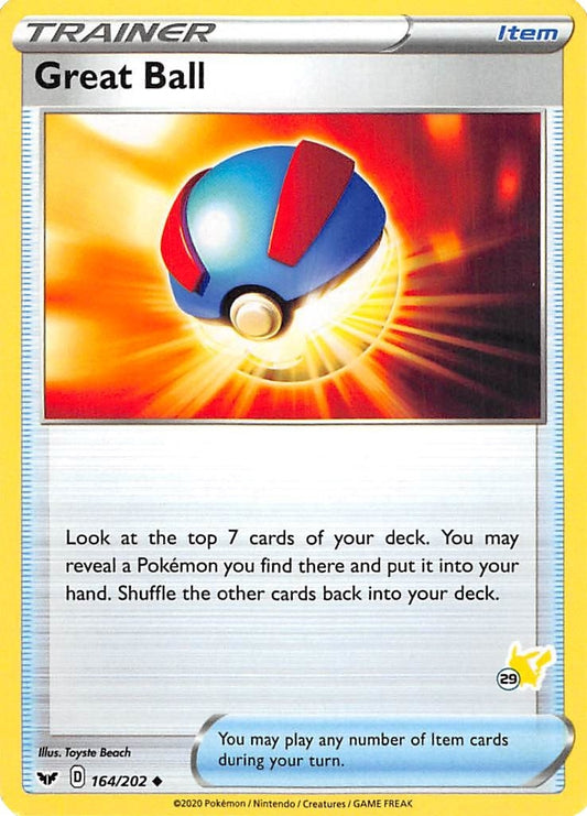 Image for Great Ball - 164/202 (#29 Pikachu Stamped) (164/202) (Battle Academy 2022) - Pokemon