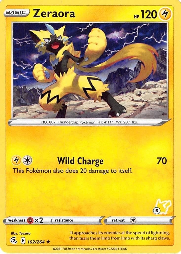 Image for Zeraora - 102/264 (#5 Pikachu Stamped) (102/264) (Battle Academy 2022) - Pokemon