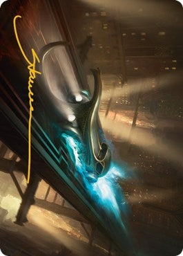 Image for Run Out of Town Art Card (Gold-Stamped Signature) (13) (Art Series: Streets of New Capenna) - Magic: The Gathering