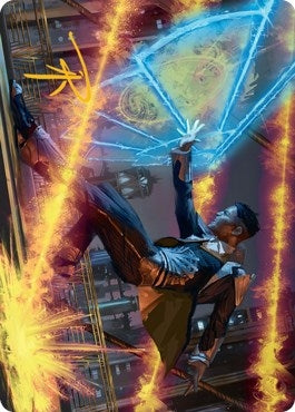 Image for Wingshield Agent Art Card (Gold-Stamped Signature) (14) (Art Series: Streets of New Capenna) - Magic: The Gathering