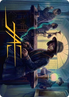 Image for Wiretapping Art Card (Gold-Stamped Signature) (15) (Art Series: Streets of New Capenna) - Magic: The Gathering