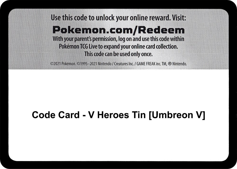 Image for Code Card - V Heroes Tin [Umbreon V] (Miscellaneous Cards & Products) - Pokemon