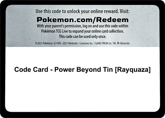 Image for Code Card - Power Beyond Tin [Rayquaza] (Miscellaneous Cards & Products) - Pokemon
