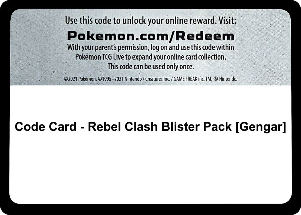 Image for Code Card - Rebel Clash Blister Pack [Gengar] (SWSH02: Rebel Clash) - Pokemon