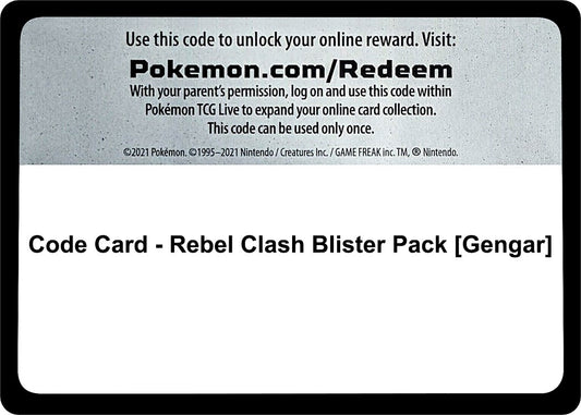 Image for Code Card - Rebel Clash Blister Pack [Gengar] (SWSH02: Rebel Clash) - Pokemon