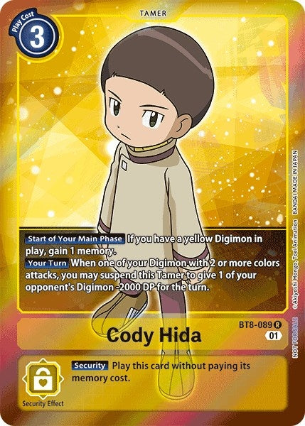 Image for Cody Hida (Box Topper) (BT8-089 R) (New Awakening) - Digimon Card Game