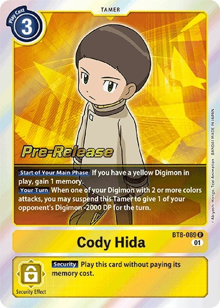 Image for Cody Hida (BT8-089 R) (New Awakening Pre-Release Cards) - Digimon Card Game