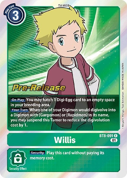 Image for Willis (BT8-091 R) (New Awakening Pre-Release Cards) - Digimon Card Game