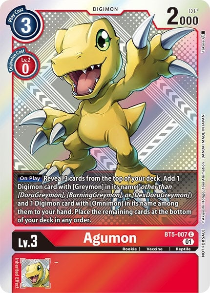 Image for Agumon (New Awakening Pre-Release Tournament Winner Card) (BT5-007 C) (New Awakening Pre-Release Cards) - Digimon Card Game