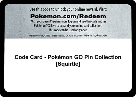 Image for Code Card - Pokemon GO Pin Collection [Squirtle] (Pokemon GO) - Pokemon