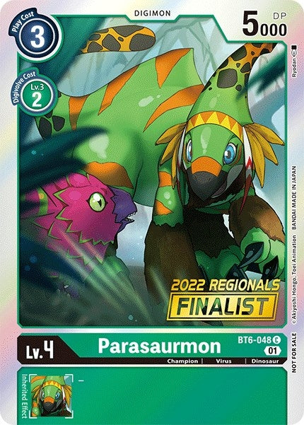 Image for Parasaurmon (2022 Championship Online Regional) [Online Finalist] (BT6-048 C) (Double Diamond) - Digimon Card Game