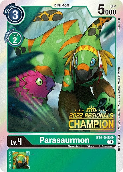 Image for Parasaurmon (2022 Championship Online Regional) [Online Champion] (BT6-048 C) (Double Diamond) - Digimon Card Game