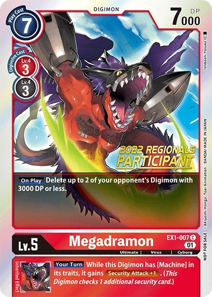 Image for Megadramon (2022 Championship Online Regional) [Online Participant] (EX1-007 C) (Classic Collection) - Digimon Card Game