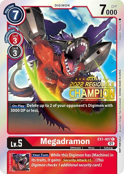 Image for Megadramon (2022 Championship Online Regional) [Online Champion] (EX1-007 C) (Classic Collection) - Digimon Card Game