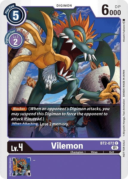 Image for Vilemon - BT2-072 (Tamer Party Vol. 4 Promo) (BT2-072 C) (Release Special Booster 1.0) - Digimon Card Game