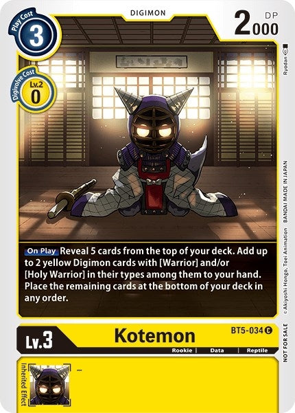Image for Kotemon - BT5-034 (Tamer Party Vol. 5 Promo) (BT5-034 C) (Battle of Omni) - Digimon Card Game