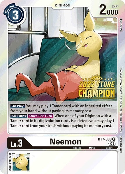 Image for Neemon (2022 Store Champion) (BT7-080 C) (Next Adventure) - Digimon Card Game